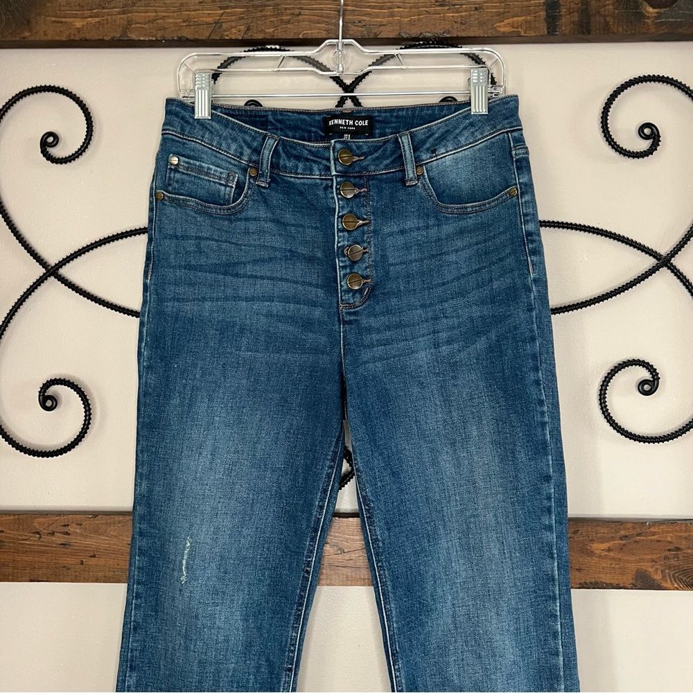 Kenneth Cole NY Ankle Exposed Button Fly Raw Hem Straight Leg Stretch Jeans SZ 6 - Picture 3 of 14
